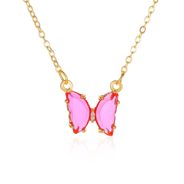 Wholesale Alloy Glass Butterfly Necklace